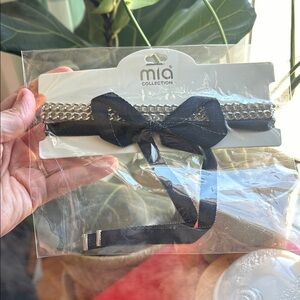 Mia Collection Long Silver Chain Blue Denim Ribbon Choker Necklace Costume